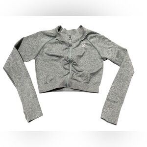 Onset Seamless Cropped Athletic Jacket Heathered Sage Green Size Medium